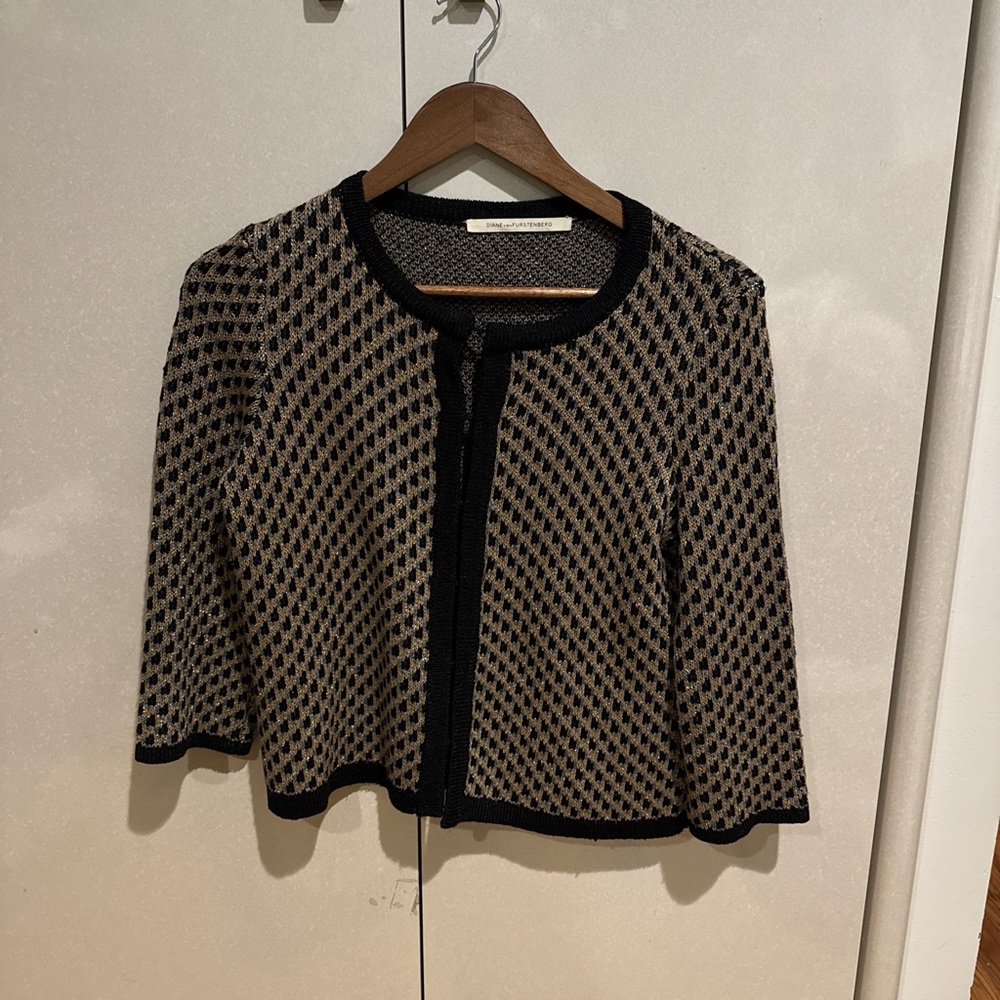 Diane Von Furstenberg Black & Gold Cardigan